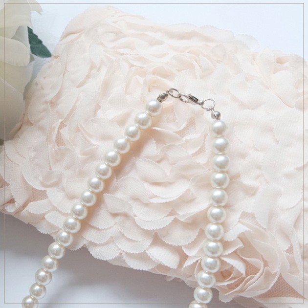 Lace Ladies イミテーションパール一連 ネックレス レディース