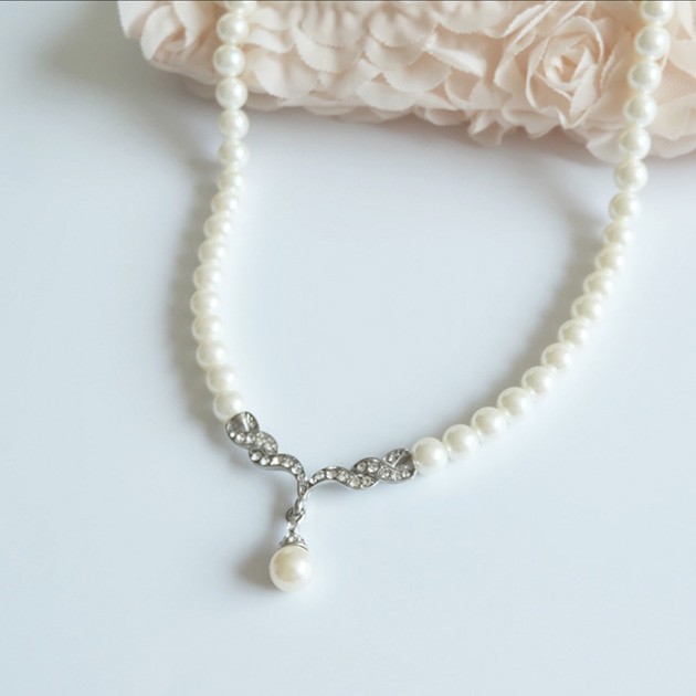 Lace Ladies ペンダントトップ付きパールネックレス レディース