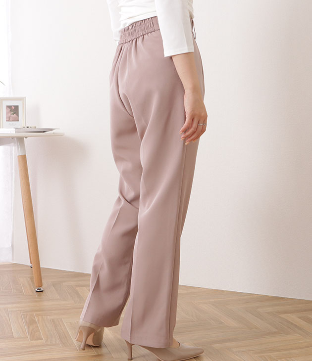 バックゴムセンタープレスストレートパンツ 女性 レディース ボトム 