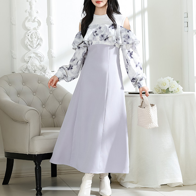 ❤️新品同様極美品❤️花柄レースロングブラウスワンピース Lace Ladies（レースレディース） 花柄 オフショル ブラウス