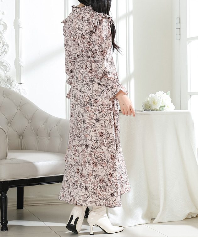 Lace Ladies（レースレディース） 花柄 肩フリル スタンドカラー 