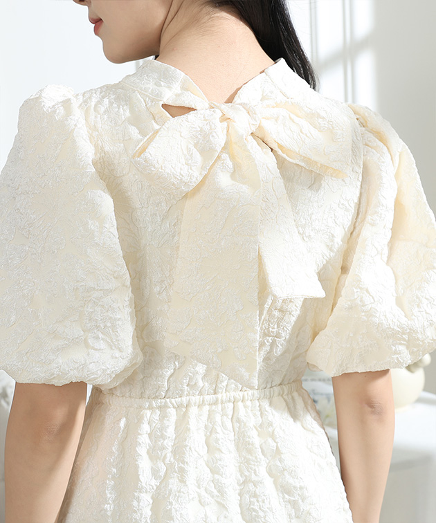 Lace Ladies（レースレディース） フラワー ジャガード バックリボン