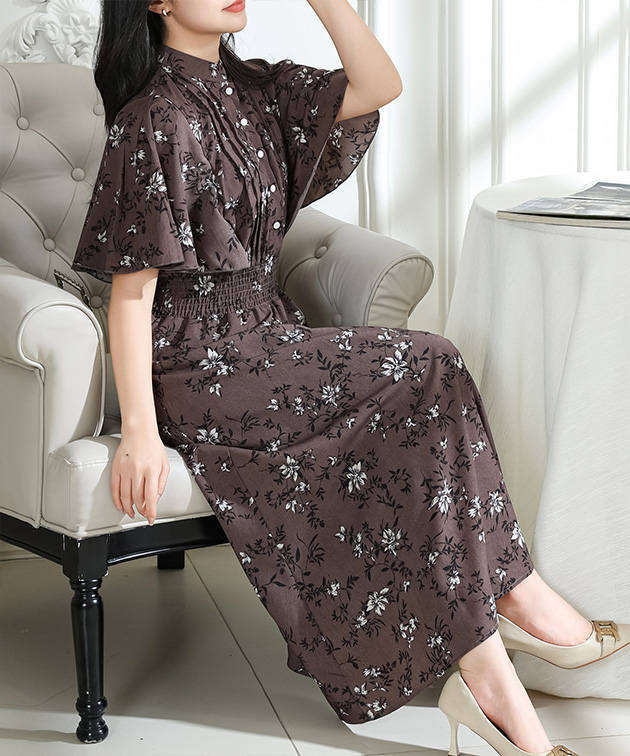 Lace Ladies（レースレディース） 花柄 スタンドカラー タック ケープ