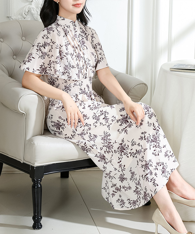 Lace Ladies（レースレディース） 花柄 スタンドカラー タック ケープ
