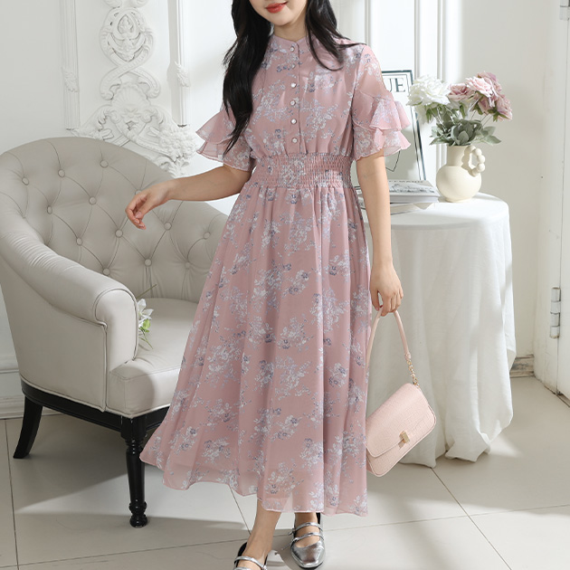 Lace Ladies（レースレディース） 花柄 袖コンシャス フリル スタンド