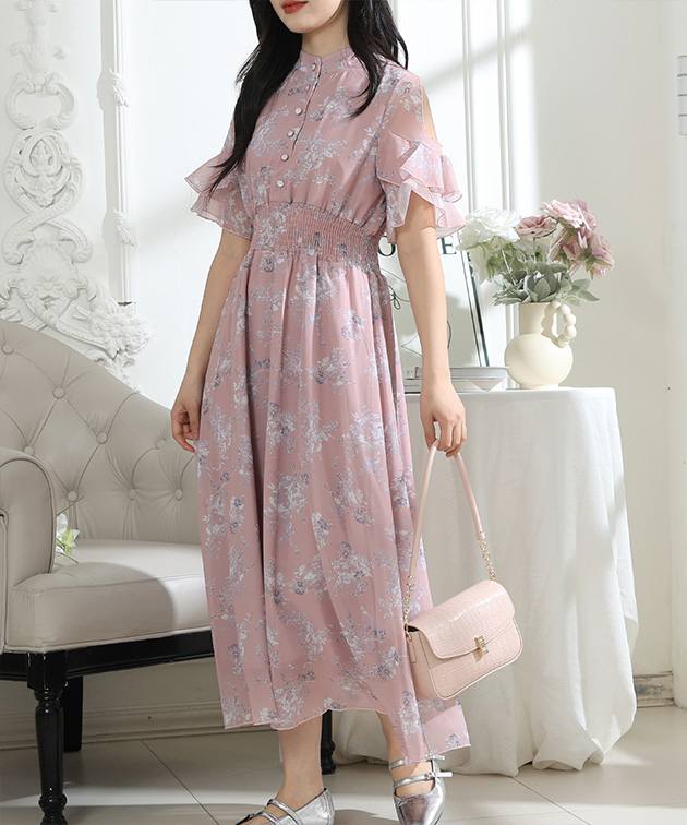 Lace Ladies（レースレディース） 花柄 袖コンシャス フリル スタンド