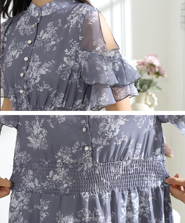 Lace Ladies（レースレディース） 花柄 袖コンシャス フリル スタンド