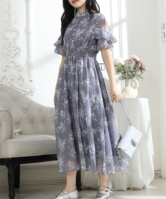 Lace Ladies（レースレディース） 花柄 袖コンシャス フリル スタンド