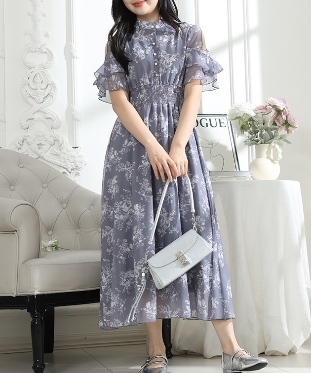 Lace Ladies（レースレディース） 花柄 袖コンシャス フリル スタンド