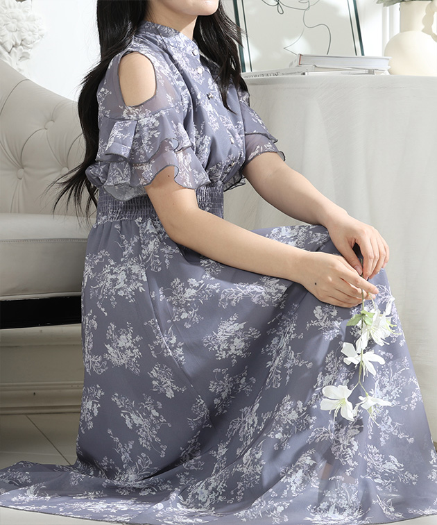 Lace Ladies（レースレディース） 花柄 袖コンシャス フリル スタンド