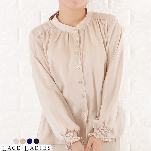 Lace Ladies（レースレディース） バンドカラー シフォン ブラウス