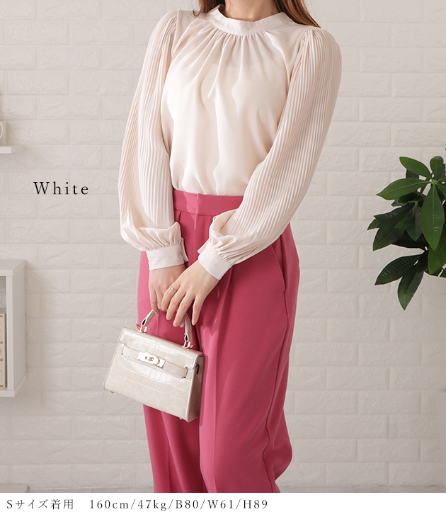 Lace Ladies プリーツバルーンスリーブブラウス レディース 長袖