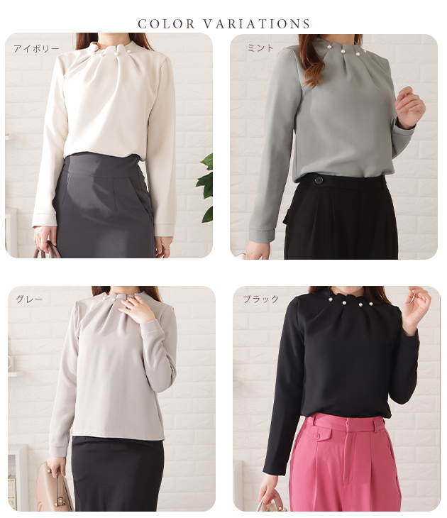 【新品未着用品】パールボタンロングシャツ コットンオックス・パールボタンロングシャツ/40代50代からの