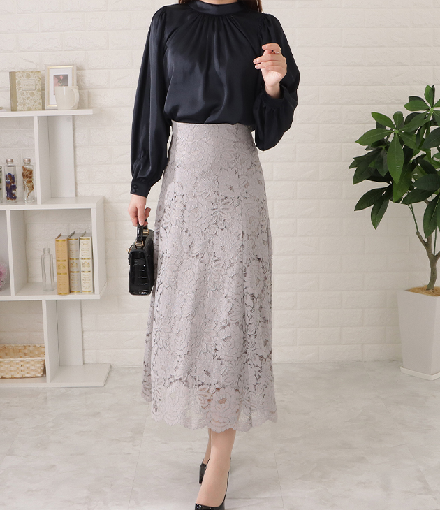 Lace Ladies プチハイネック2WAYギャザーブラウス レディース