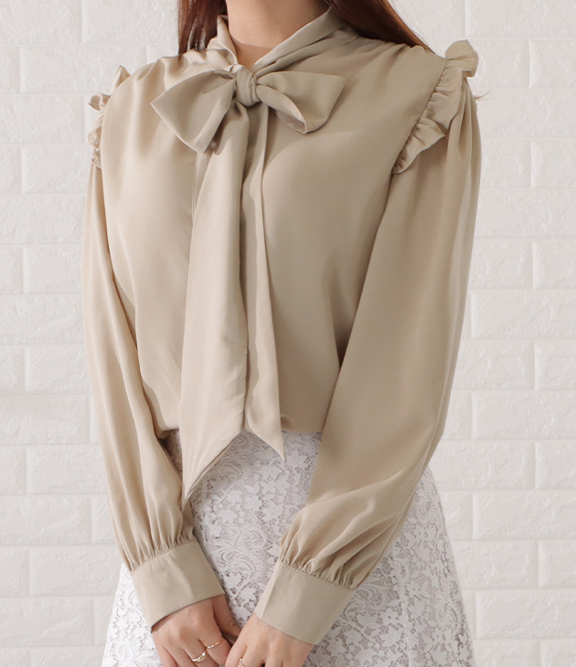 deicy クラシカルレディフリルブラウス ベージュ BLOUSE
