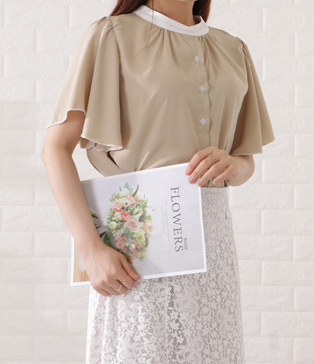 Lace Ladies（レースレディース） 2WAYバイカラープチハイネック半袖