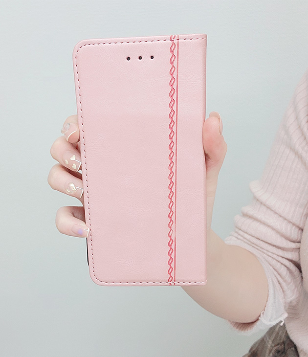 レザー調手帳型ベーシックiPhoneカバー 女...の詳細画像2