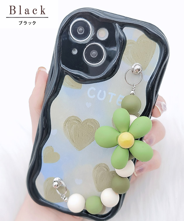 新品スマホケースAOYAMA LACE ブラック レース Lace Ladies（レースレディース） ウエーブライン 3D フラワー