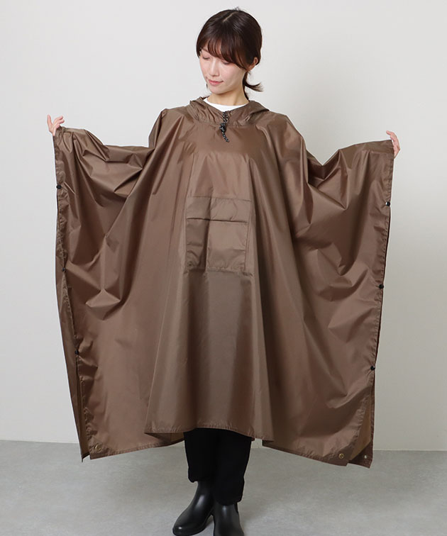 Lace Ladies ソリッドカラー ポケッタブル ロング レイン ポンチョ