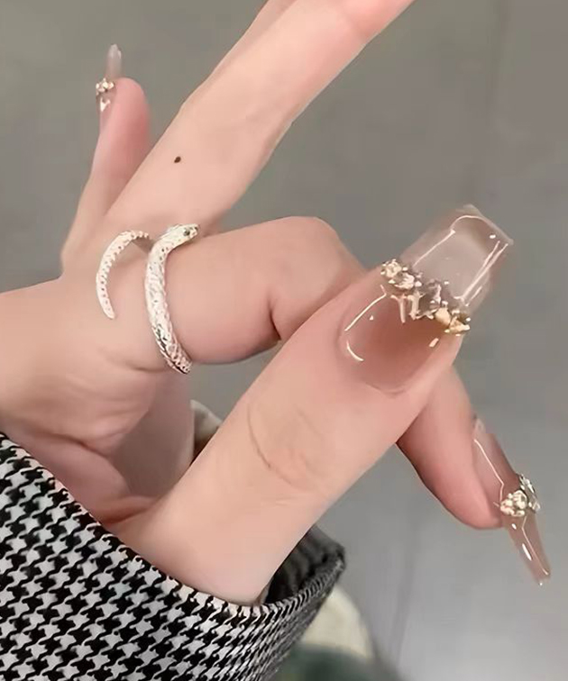 クラシック ダイヤ ビジュー付き フレンチ ネ...の詳細画像4