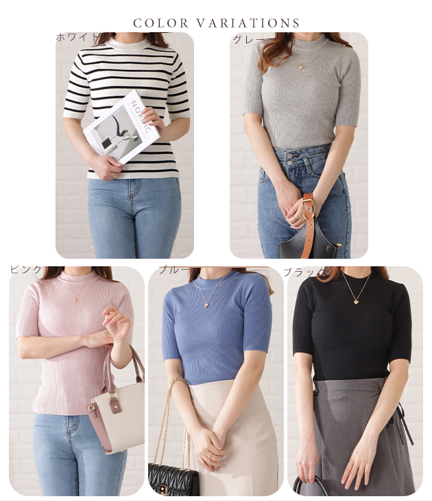 ★美品★Rene★フード付 半袖 ニット トップス★34★水色★ 小さいサイズ タートルネックリブニット 低身長さん・小柄女性