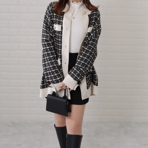 Lace Ladies（レースレディース） ツイード ニット カーディガン