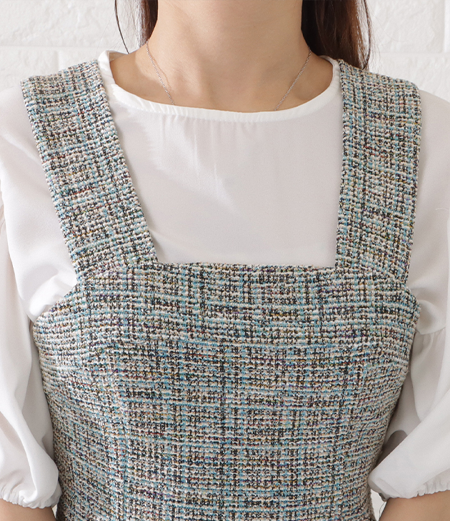 【CHICLINE 】LINIA FEMININE DRESS/ツイードワンピース 2colorツイードVワンピース | Daisy