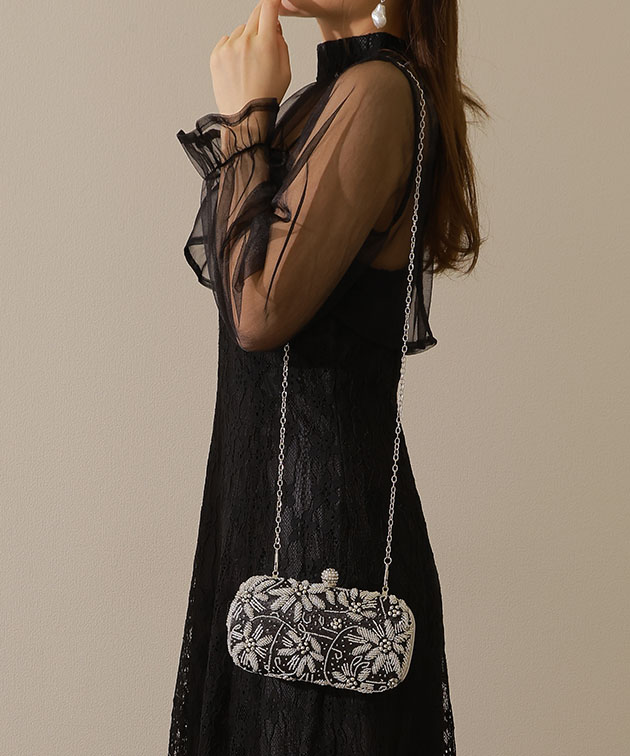 Lace Ladies（レースレディース） 2WAYビーズ フラワー クラッチ