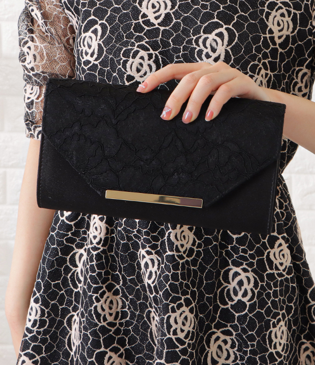 Lace Ladies フラワーレース クラッチバッグ パーティーバッグ