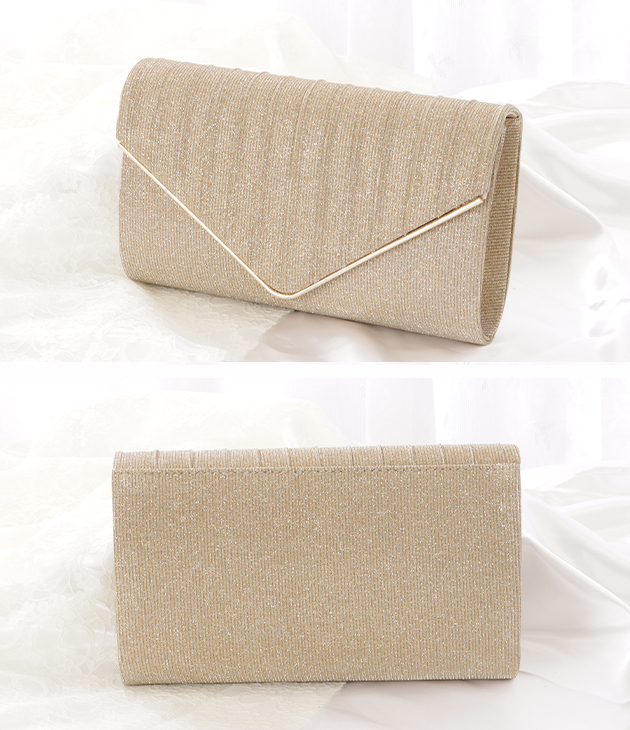 Lace Ladies メタリックカラーV字ラメクラッチバッグ 女性 レディース