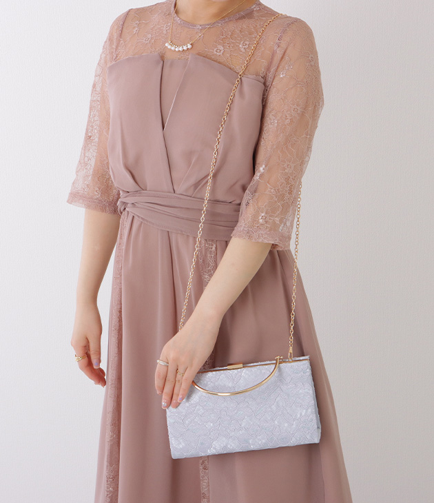 フォーマル ハンドル付き スクエアレース パーティ バッグ Lace Ladies ハンドル付き スクエア レース パーティー バッグ