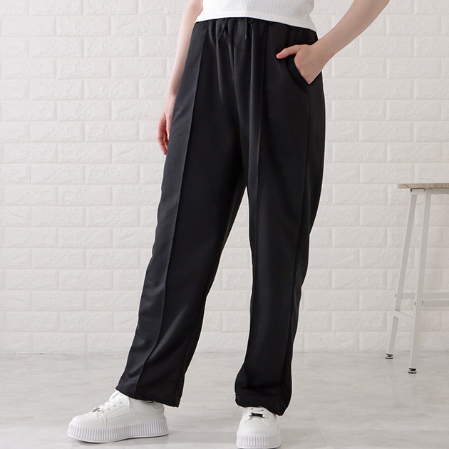 Lace Ladies ハイウエストセンターライン入りワイドスウェット