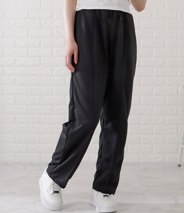 レディースパンツ Lace Ladies ハイウエストセンターライン入りワイドスウェット