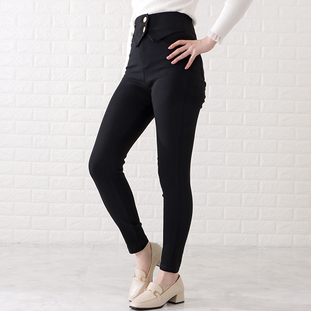 新作 テーラーメイド パンツ ブラック 防風 スキニー ストレッチ Lace Ladies ボタンベルトストレッチスキニーパンツ 女性