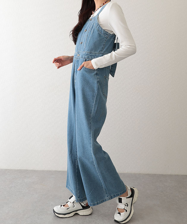 Lace Ladies（レースレディース） バックリボン ワイド フレア デニム