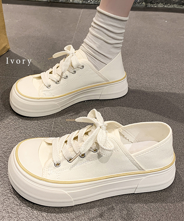 Lace Ladies（レースレディース） ラウンドトゥ 厚底 キャンバス