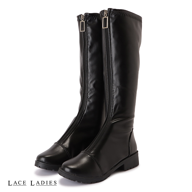 Lace Ladies（レースレディース） フロントジップ ロングブーツ PU