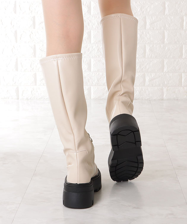 Lace Ladies（レースレディース） 厚底 ストレッチ ロングブーツ PU