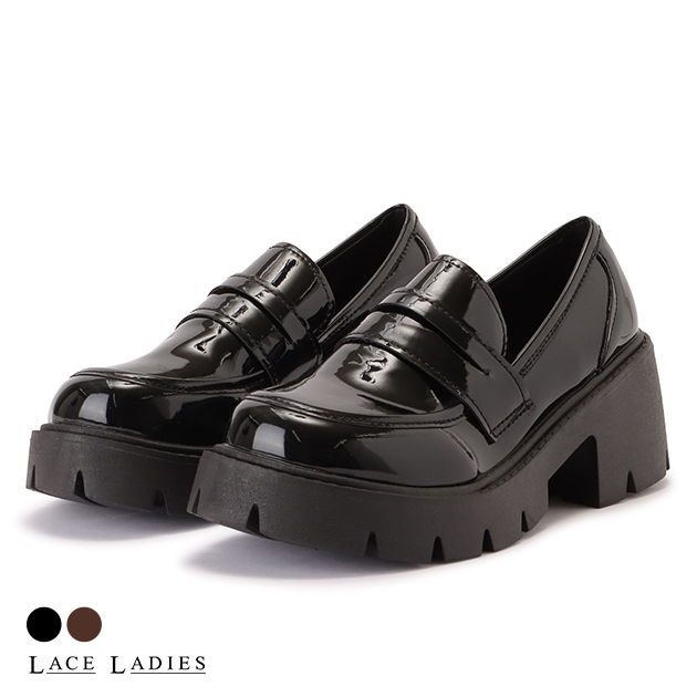 Lace Ladies（レースレディース） ダブルストラップ エナメル パンプス