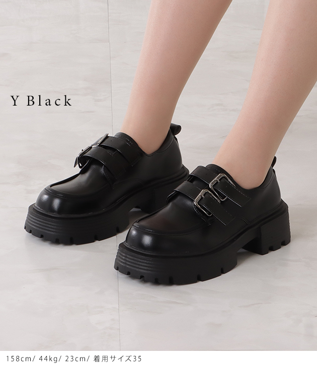 Lace Ladies（レースレディース） ダブルストラップ 厚底 ローファー