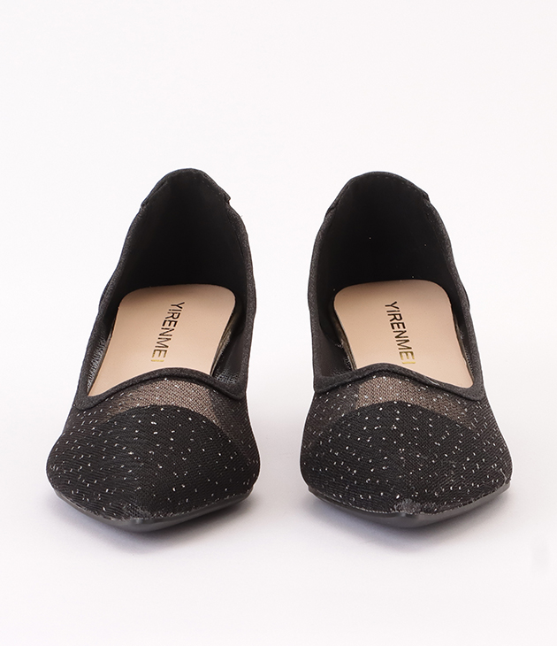 Lace Ladies ラメドットシアーポインテッドパンプス 女性