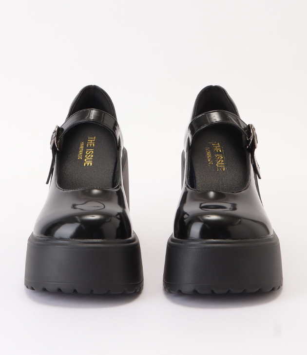 Lace Ladies エナメル調厚底おでこパンプス レディース 女性