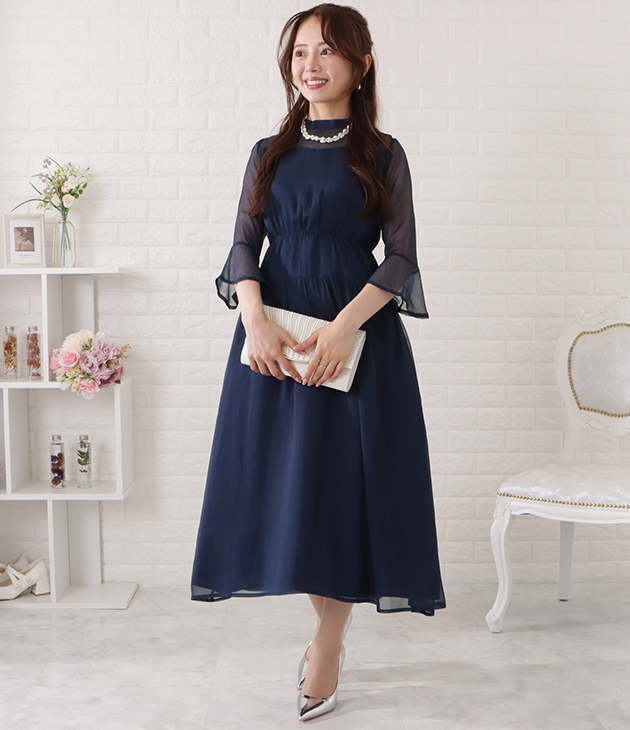 Lace Ladies（レースレディース） ウエストギャザーフレアシフォン