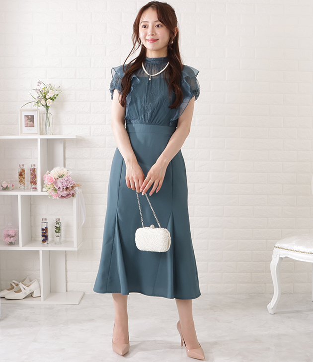レースドッキングタイトロングワンピース Lace Ladies レースドッキングタイトワンピース 女性 レディース