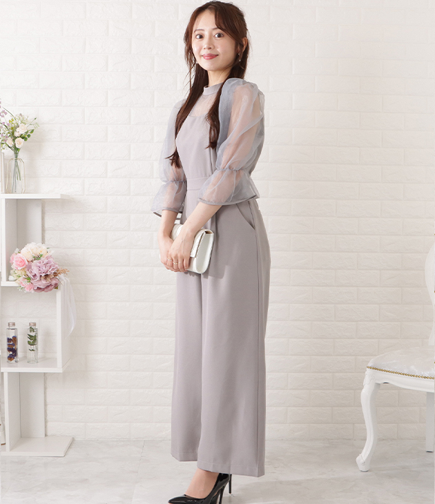 シフォンブラウスドッキングオールインワン 女性 レディース