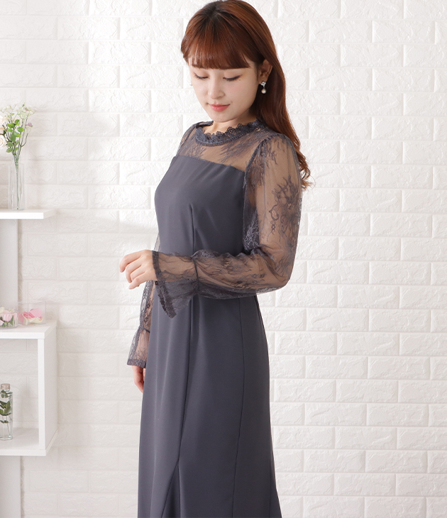 Lace Ladies キャンディスリーブレースドッキングロング