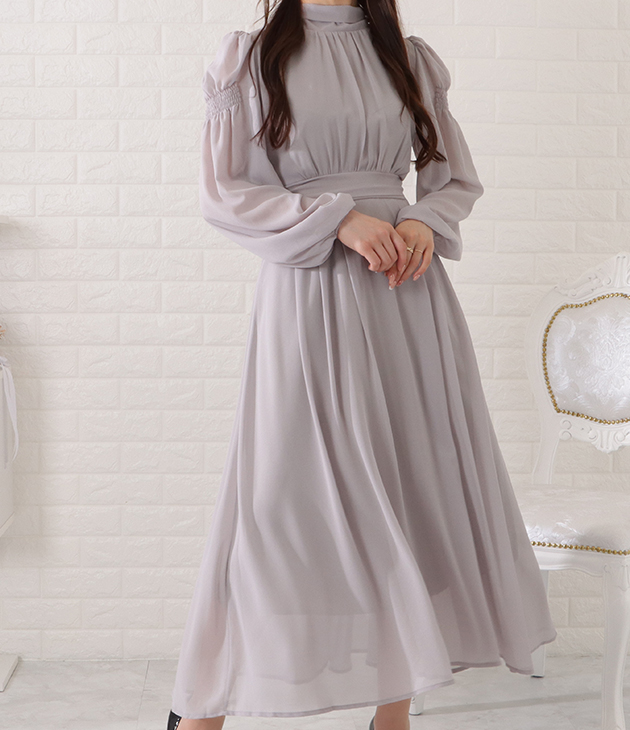 Lace Ladies（レースレディース） ギャザーシェイプロングシフォン