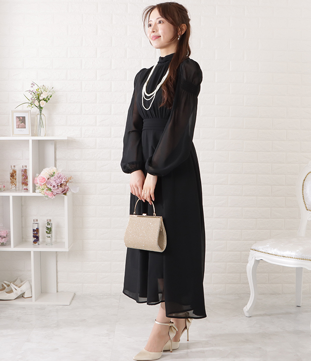 Lace Ladies（レースレディース） ギャザーシェイプロングシフォン