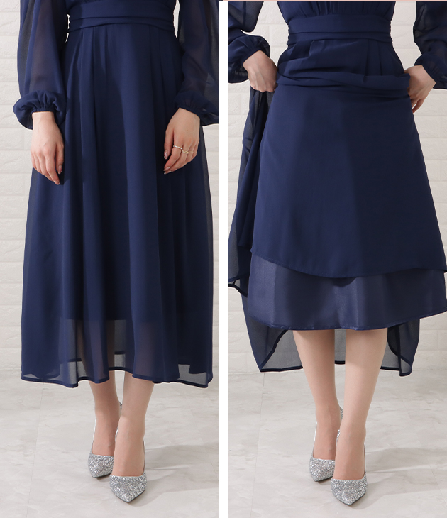 Lace Ladies（レースレディース） ギャザーシェイプロングシフォン