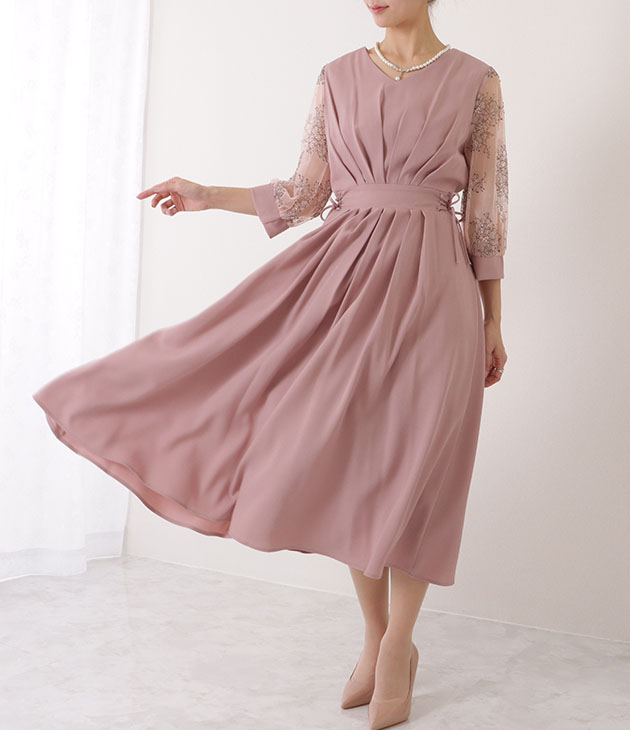 【送料込】ドレス ピンク ワンピース レース Vネック パーティー jy8301538_12.jpg